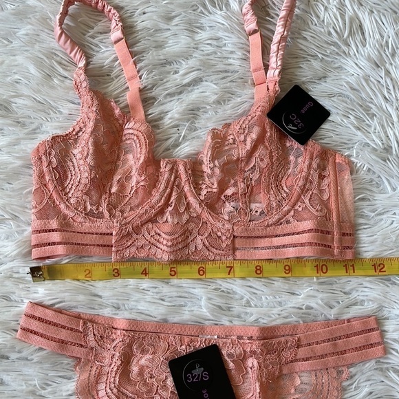 Guoeappa Women's Sexy Soft Lace Lingerie Floral Underwire Sheer pink size Small - Picture 4 of 12